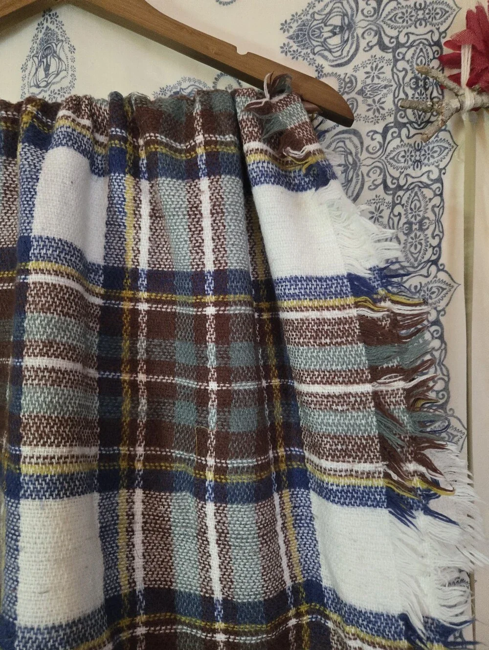 4/$15 Woven Plaid Throw Blanket 50x54 Fringe Boho Cabin Cozy Decor